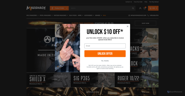 Security scan screenshot of https://themagshack.com
