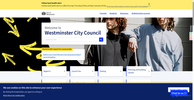 Security scan screenshot of http://www.westminster.gov.uk