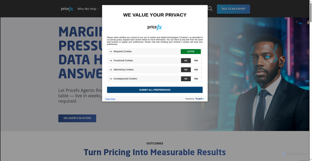 Security scan screenshot of https://pricefx.com