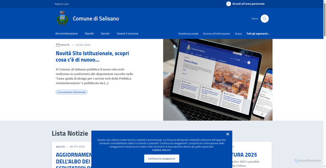 Security scan screenshot of https://www.comune.salisano.ri.it/