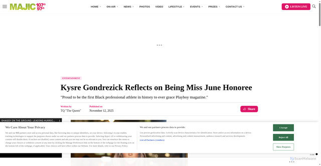 Security scan screenshot of https://majicatl.com/4466392/kysre-gondrezick-reflects-on-being-miss-june-honoree/