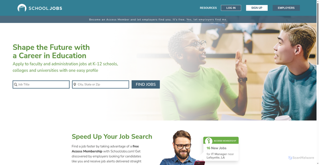 Security scan screenshot of https://www.schooljobs.com