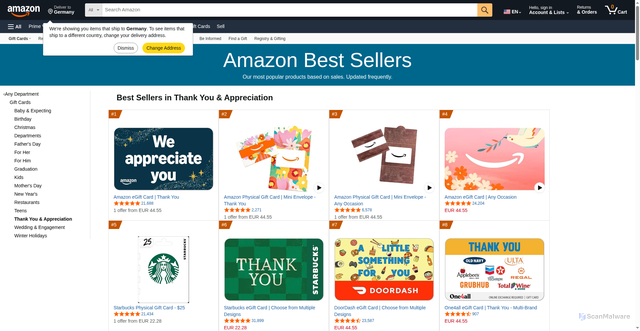 Security scan screenshot of http://fseryy.pages.dev/Best-Sellers-Gift-Cards-Thank-You-Appreciation/zgbs/gift-cards/120225707011/ref=zg_bs_nav_gift-cards_1_120225711011