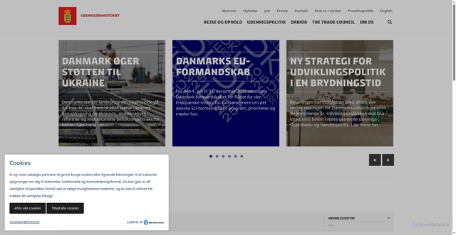 Security scan screenshot of https://um.dk/