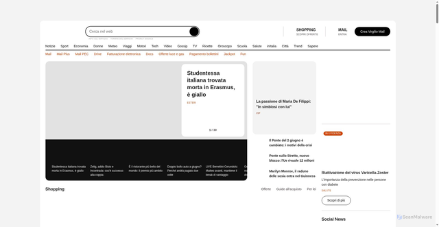 Security scan screenshot of https://www.virgilio.it