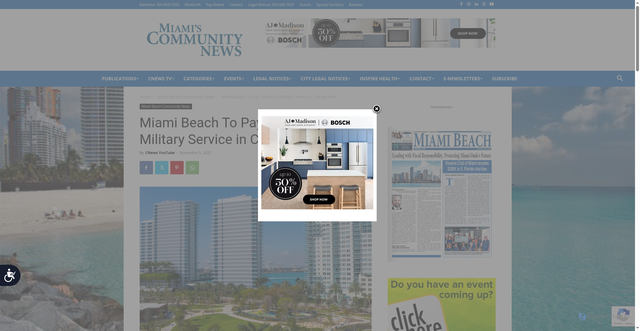 Security scan screenshot of https://communitynewspapers.com/miami-beach-news/miami-beach-to-pay-tribute-to-military-service-in-canopy-park/