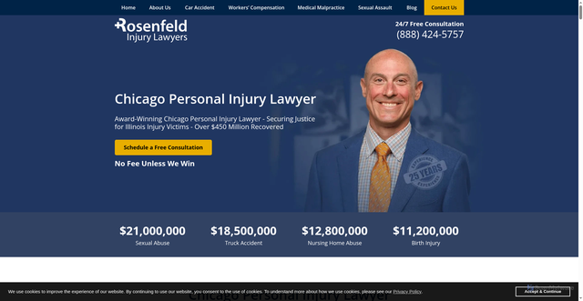 Security scan screenshot of https://www.rosenfeldinjurylaw.com/