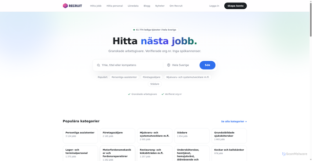 Security scan screenshot of https://recruit.se