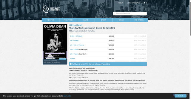 Security scan screenshot of https://www.banquetrecords.com/olivia-dean/circuit%2C-8%3A30pm-%2814%2B%29/OD110925