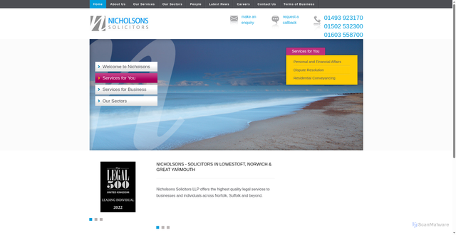 Security scan screenshot of https://www.nicholsonslaw.com/