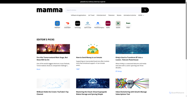 Security scan screenshot of https://plataforma-enlinea.click/inicial/