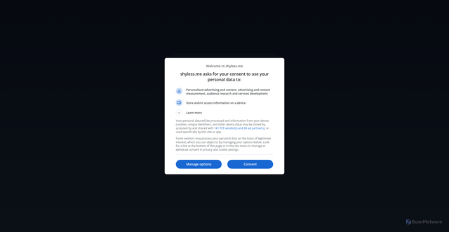 Security scan screenshot of https://shyless.me/
