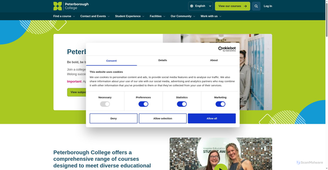 Security scan screenshot of https://www.peterborough.ac.uk/
