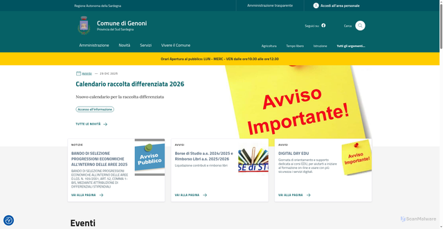 Security scan screenshot of https://comune.genoni.su.it/