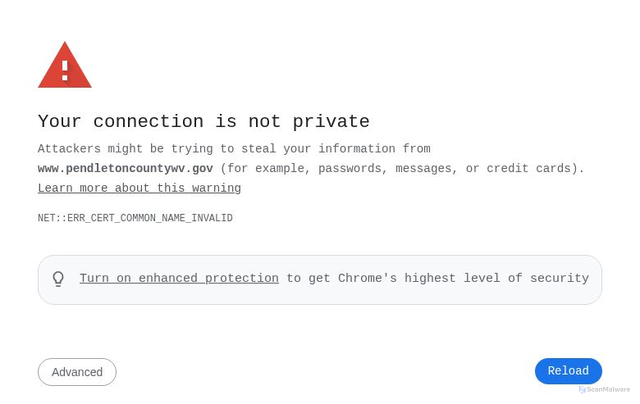 Security scan screenshot of http://www.pendletoncountywv.gov/
