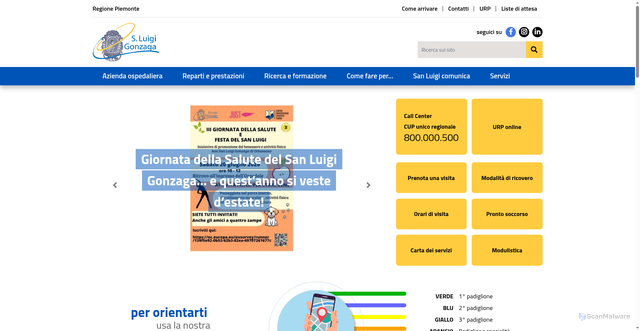 Security scan screenshot of https://www.sanluigi.piemonte.it