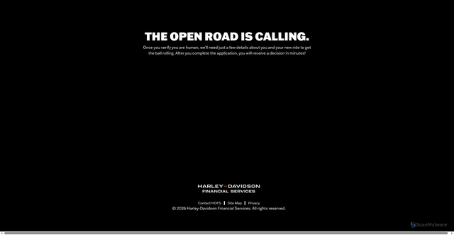 Security scan screenshot of https://creditapplication.harley-davidson.com