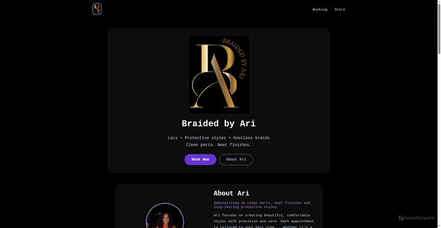 Security scan screenshot of https://www.braidedbyaritt.com/