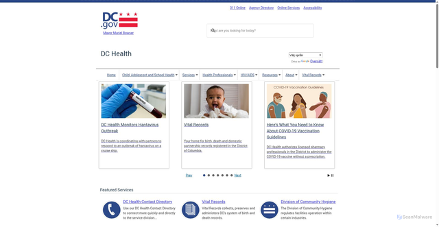 Security scan screenshot of https://www.doh.dc.gov/