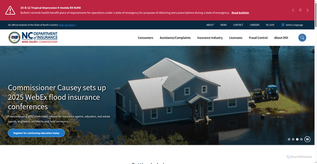 Security scan screenshot of https://www.ncdoi.gov/