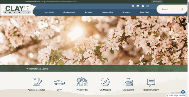 Security scan screenshot of https://claycountymn.gov/
