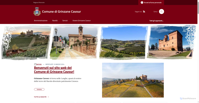 Security scan screenshot of https://www.comune.grinzanecavour.cn.it:443/