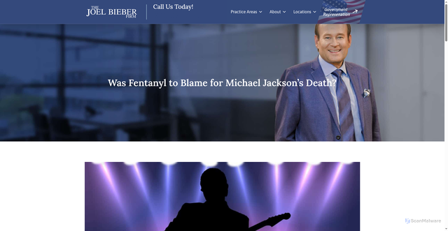 Security scan screenshot of https://joelbieber.com/wrongful-death/blame-for-michael-jacksons-death/