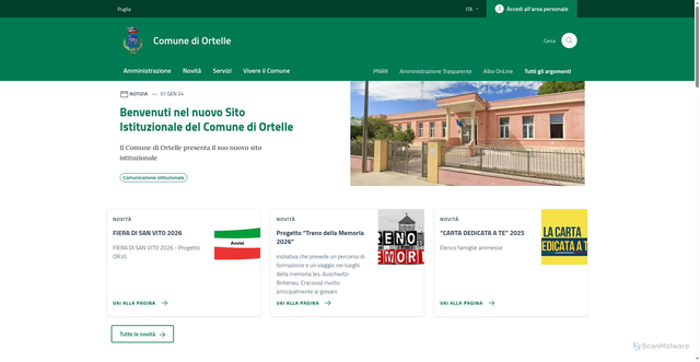 Security scan screenshot of https://comune.ortelle.le.it/