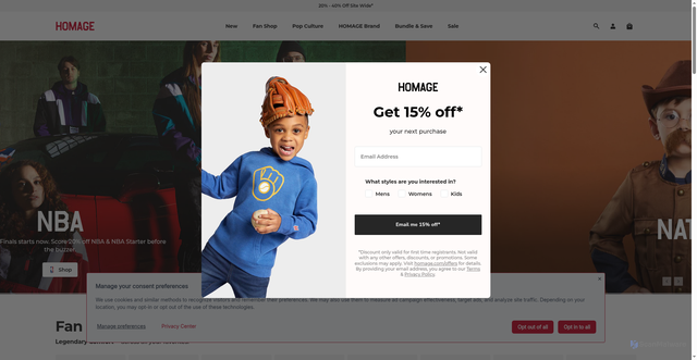 Security scan screenshot of https://www.homage.com
