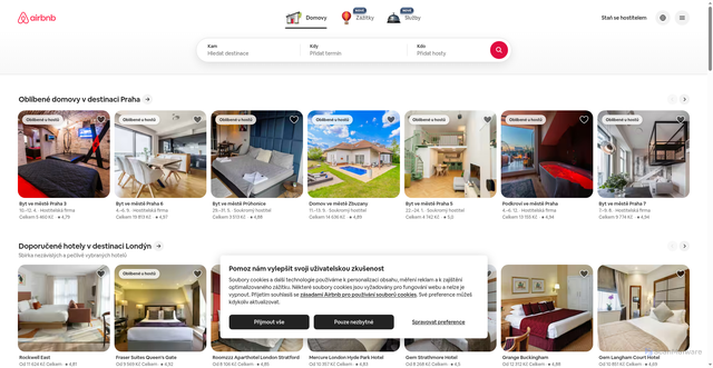 Security scan screenshot of https://airbnb.cz