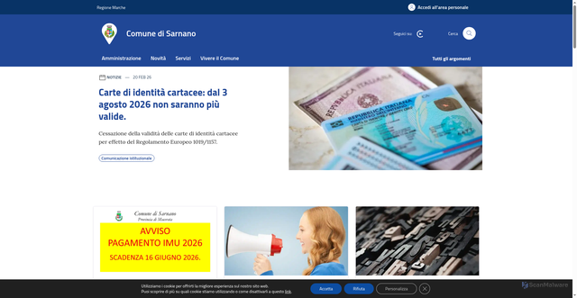 Security scan screenshot of https://www.comune.sarnano.mc.it