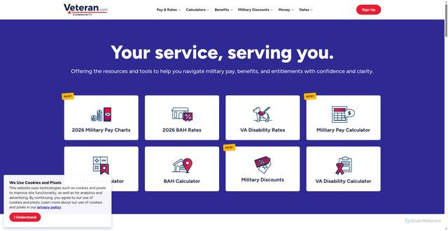Security scan screenshot of https://veteran.com
