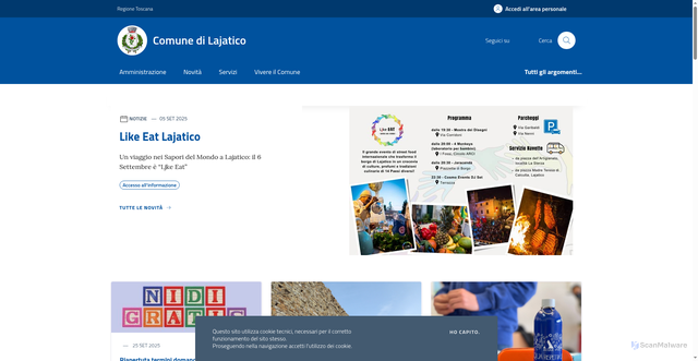 Security scan screenshot of https://www.comune.lajatico.pi.it/