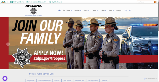 Security scan screenshot of https://www.azdps.gov/