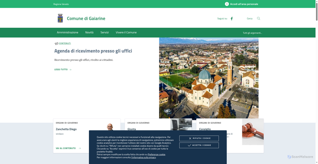 Security scan screenshot of https://www.comune.gaiarine.tv.it/
