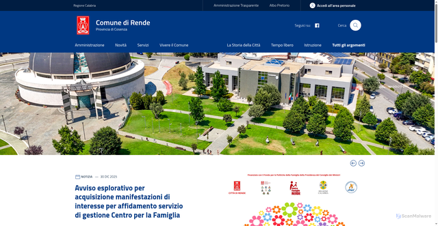 Security scan screenshot of https://www.comune.rende.cs.it/