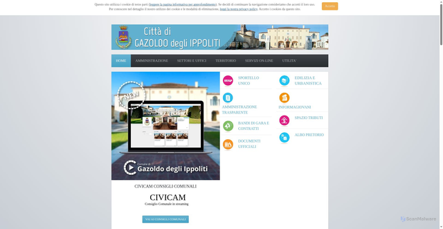 Security scan screenshot of https://www.comune.gazoldo.mn.it/