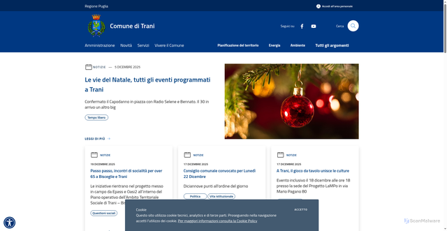 Security scan screenshot of https://www.comune.trani.bt.it/it