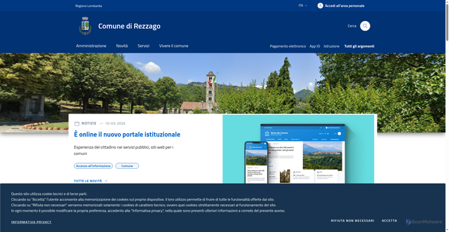 Security scan screenshot of https://www.comune.rezzago.co.it/