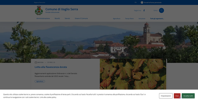 Security scan screenshot of https://www.comune.vaglioserra.at.it/