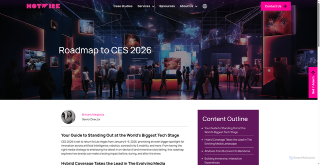 Security scan screenshot of https://www.hotwireglobal.com/blog/roadmap-to-ces-2026/