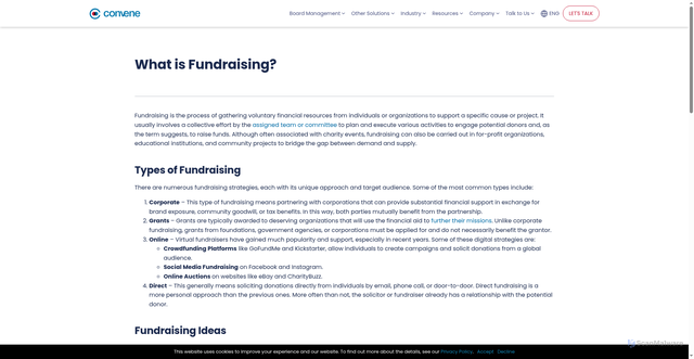 Security scan screenshot of https://www.azeusconvene.com/board-portal-glossary/fundraising