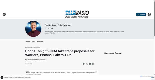 Security scan screenshot of https://wtkg.iheart.com/featured/the-herd-with-colin-cowherd/content/2025-11-14-1-the-herd-with-colin-cowherd-hoops-tonight-nba-fake-trade-proposals-for-wa/