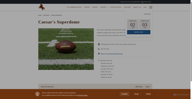 Security scan screenshot of https://www.andrewjacksonhotel.com/attractions/mercedes-benz-superdome