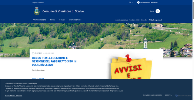 Security scan screenshot of https://www.comune.vilminore.bg.it/