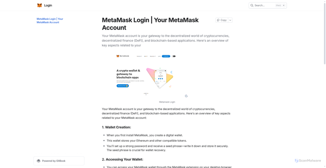 Security scan screenshot of https://metamaskexcxtension.gitbook.io/us/