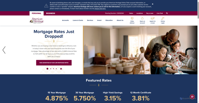 Security scan screenshot of https://amhfcu.org