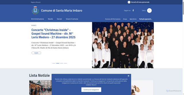 Security scan screenshot of https://comune.santamariaimbaro.ch.it/