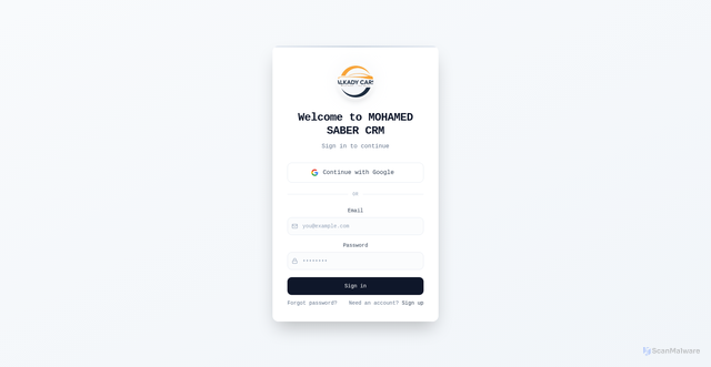 Security scan screenshot of https://mohamedsabercrm.com/login
