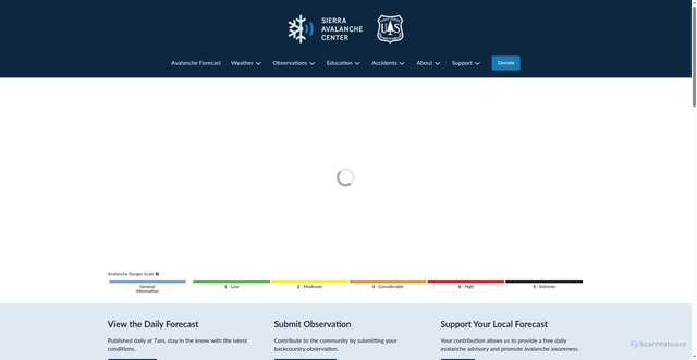 Security scan screenshot of https://www.sierraavalanchecenter.org/